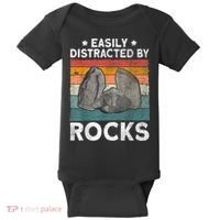 Easily Distracted By Rocks Collector Mineral Retro Geologist Baby Bodysuit thumb 0