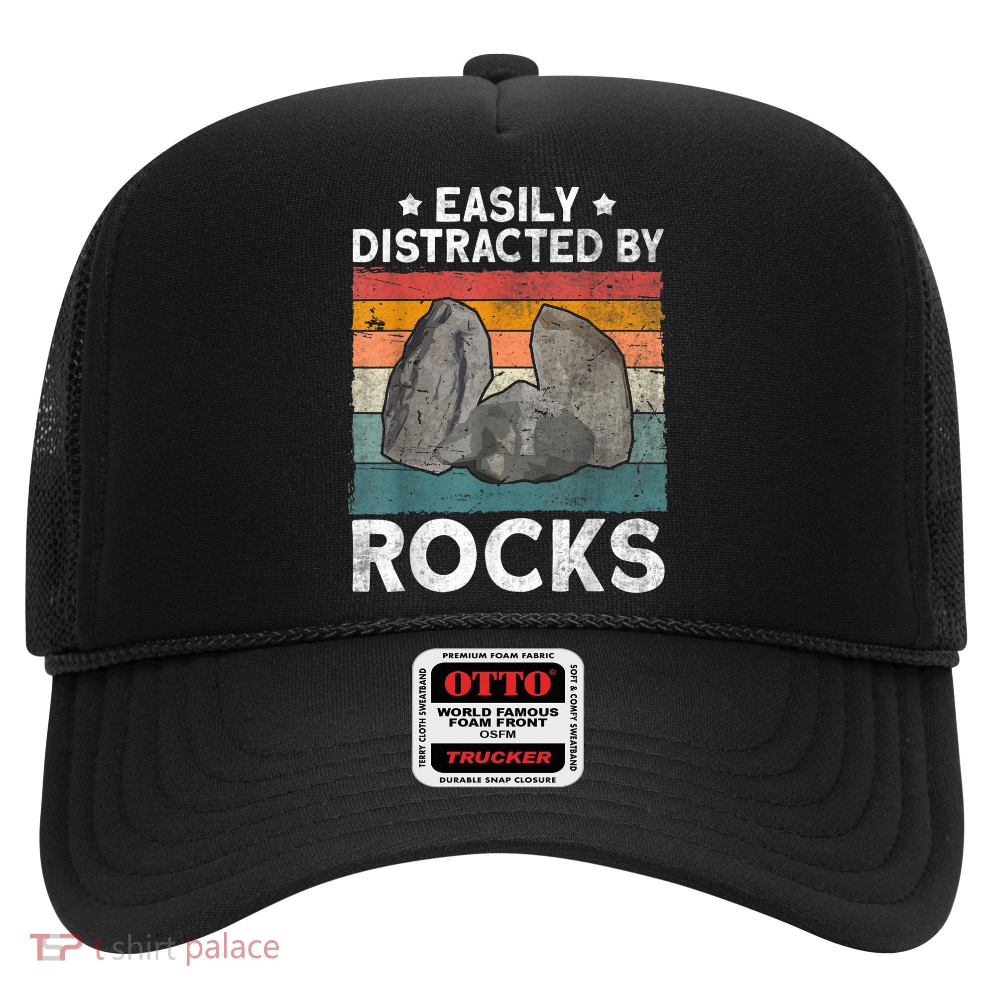 Easily Distracted By Rocks Collector Mineral Retro Geologist Hat