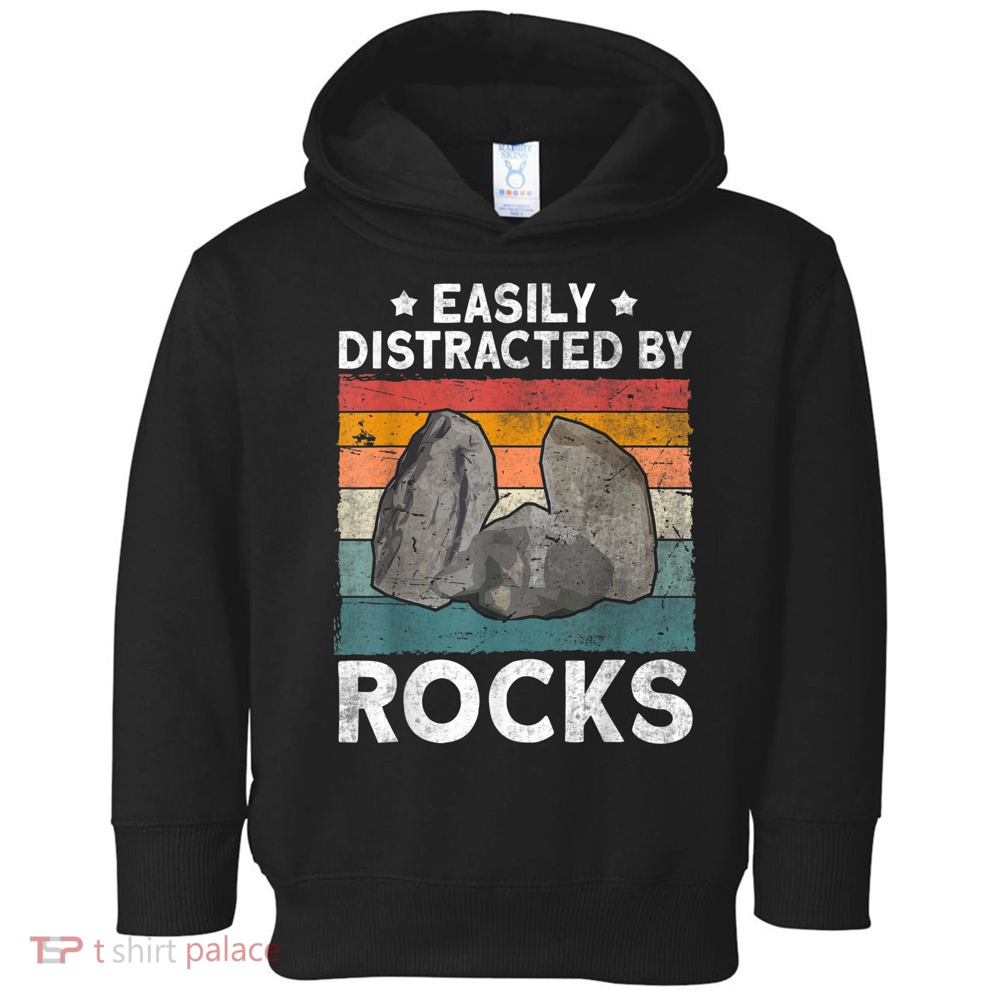 Easily Distracted By Rocks Collector Mineral Retro Geologist Toddler Hoodie