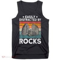 Easily Distracted By Rocks Collector Mineral Retro Geologist Tank Top thumb 0
