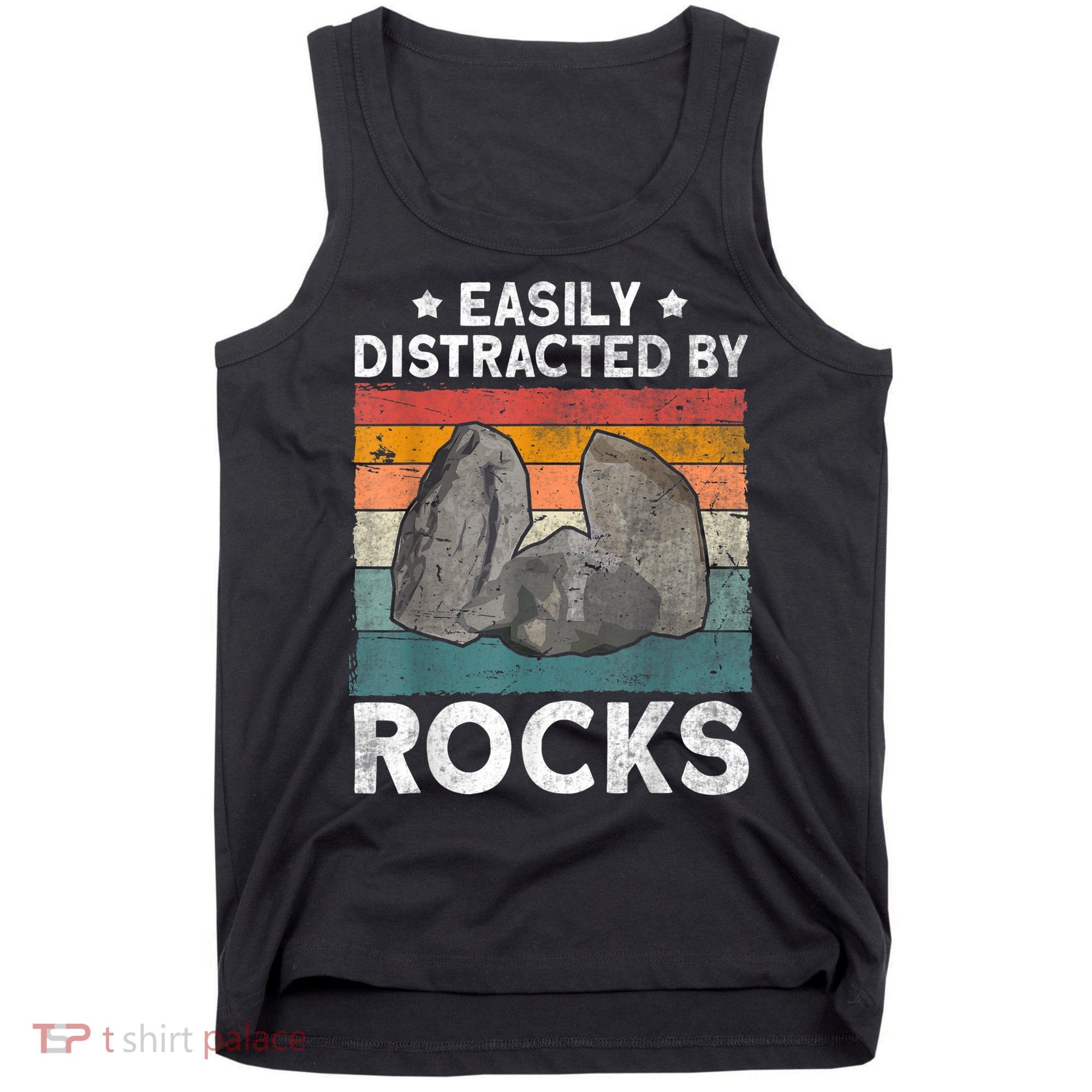 Easily Distracted By Rocks Collector Mineral Retro Geologist Tank Top
