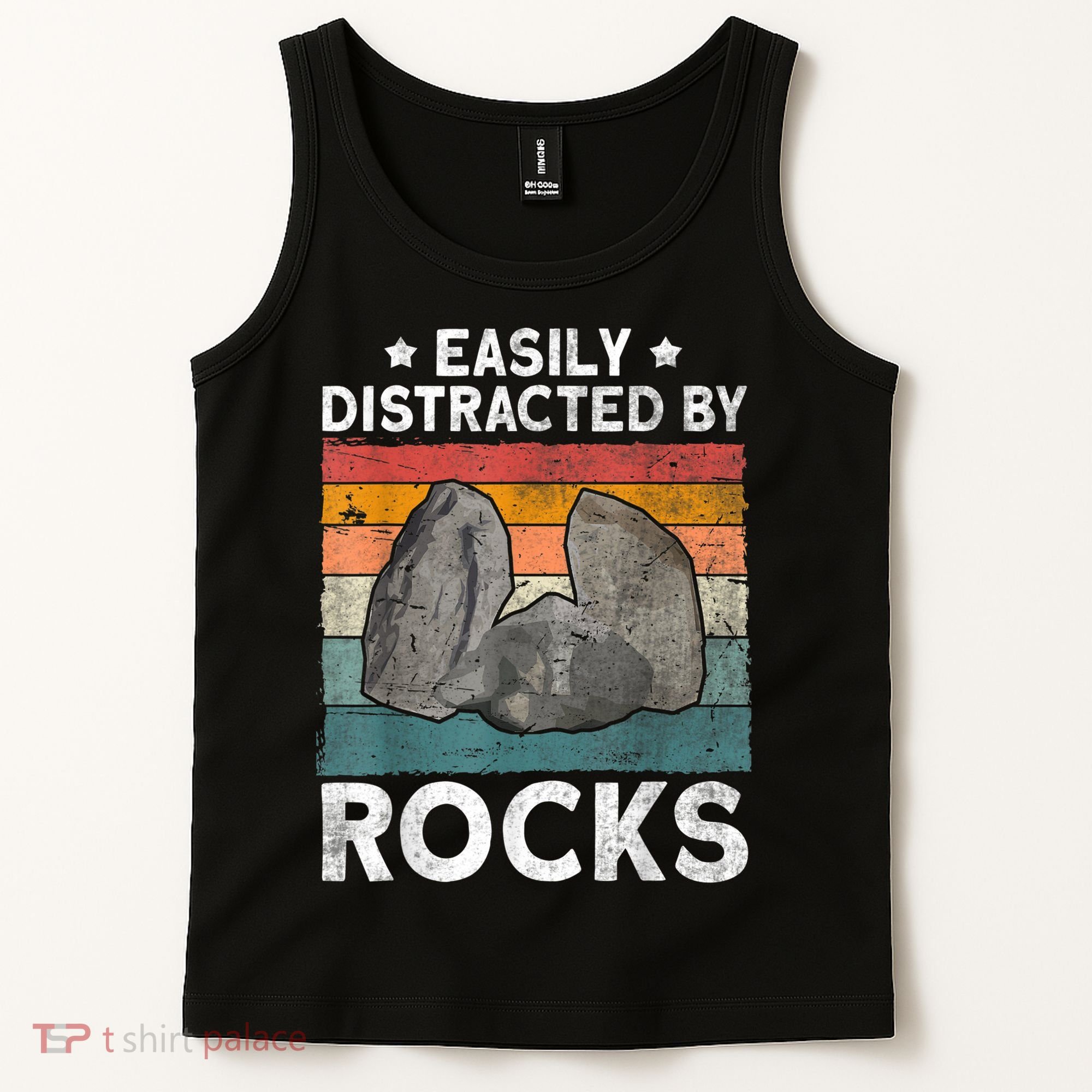 Easily Distracted By Rocks Collector Mineral Retro Geologist Tank Top