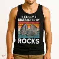 Easily Distracted By Rocks Collector Mineral Retro Geologist Tank Top thumb 3