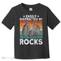 Easily Distracted By Rocks Collector Mineral Retro Geologist Toddler T-Shirt thumb 0