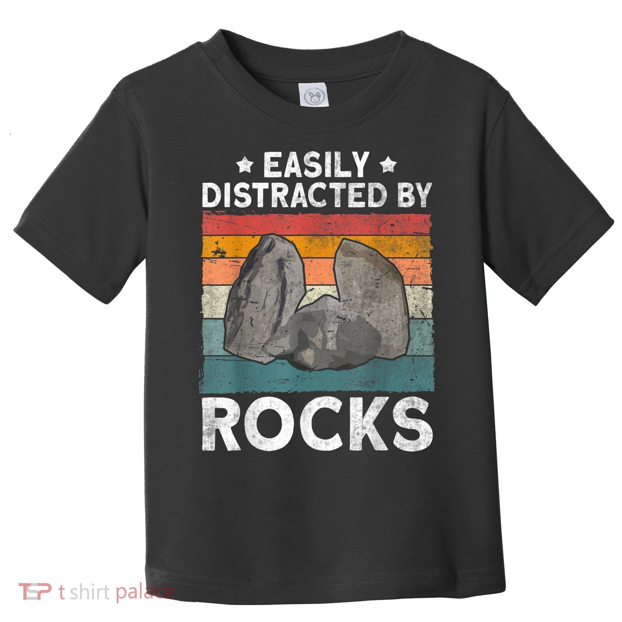 Easily Distracted By Rocks Collector Mineral Retro Geologist Toddler T-Shirt