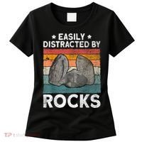 Easily Distracted By Rocks Collector Mineral Retro Geologist Women's T-Shirt thumb 0