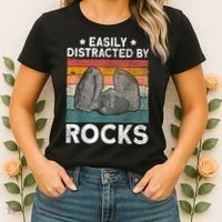 Easily Distracted By Rocks Collector Mineral Retro Geologist Women's T-Shirt thumb 2