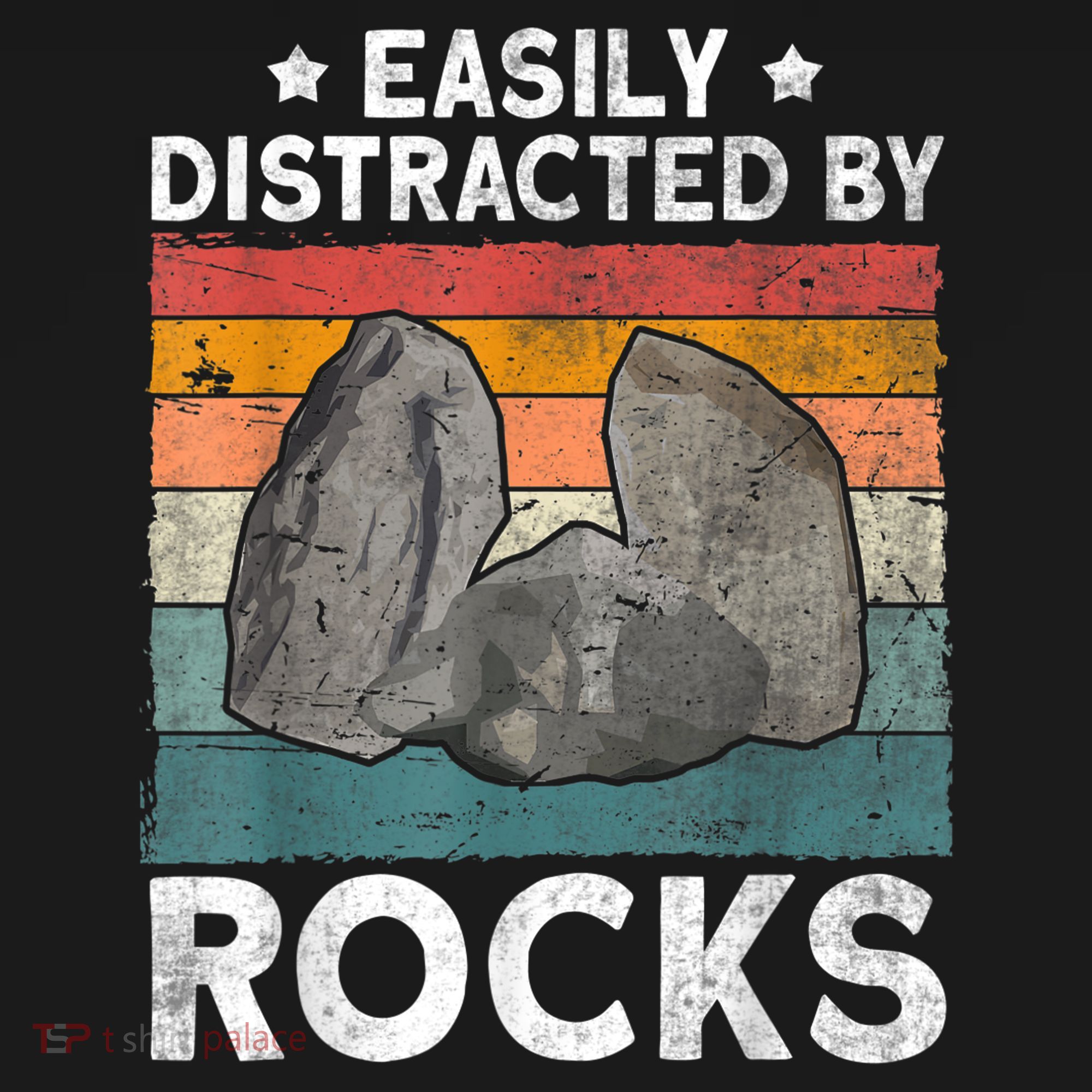Easily Distracted By Rocks Collector Mineral Retro Geologist Women's T-Shirt
