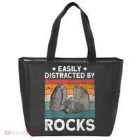 Easily Distracted By Rocks Collector Mineral Retro Geologist Tote Bag thumb 0