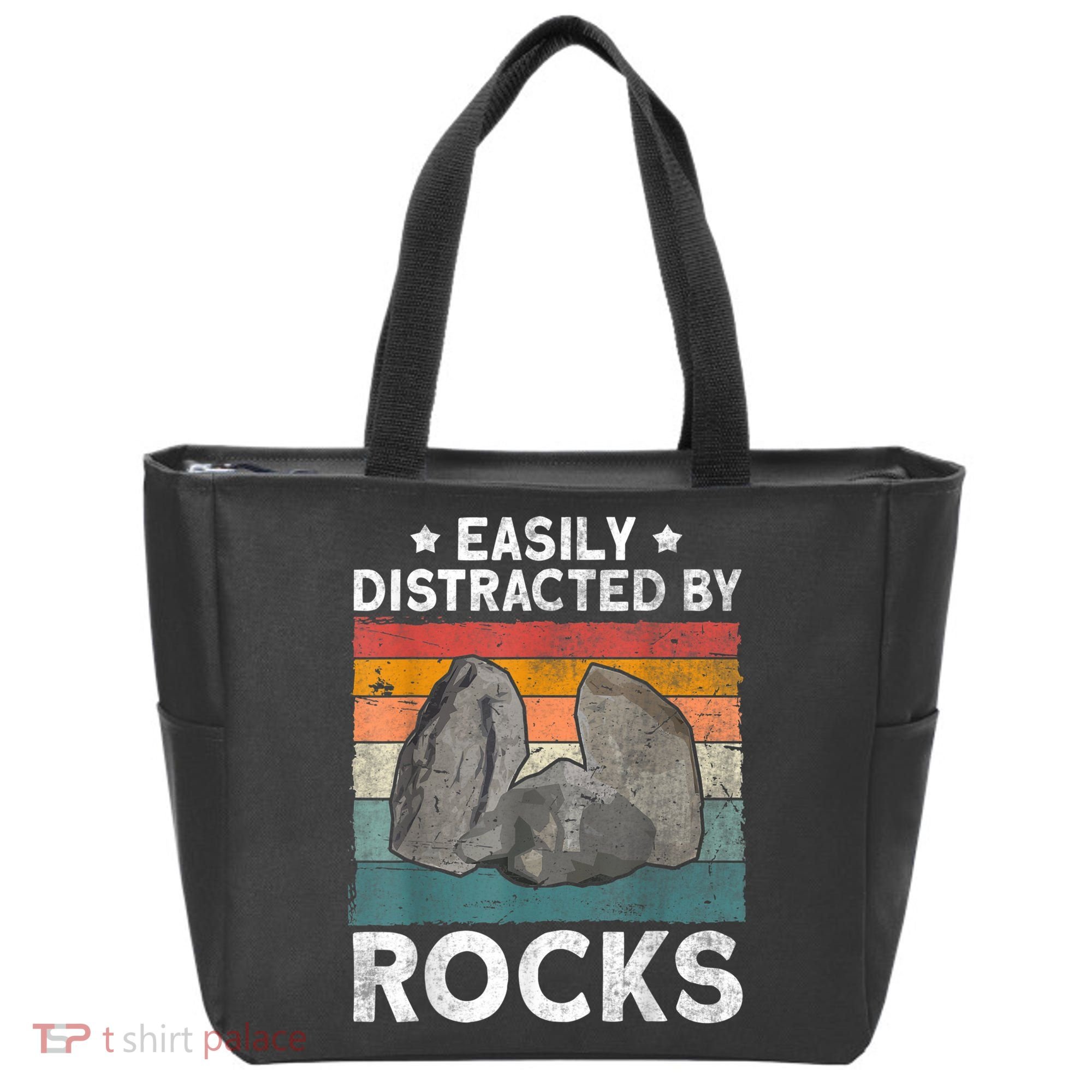 Easily Distracted By Rocks Collector Mineral Retro Geologist Tote Bag