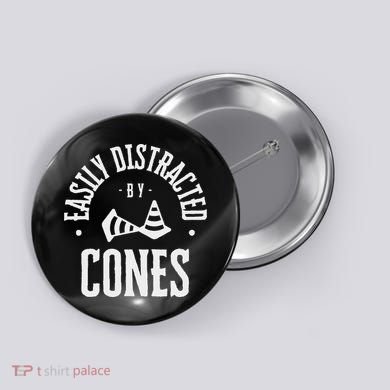 Easily Distracted By Cones – Funny Autox Autocross Racing Button
