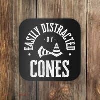 Easily Distracted By Cones – Funny Autox Autocross Racing Coaster thumb 0