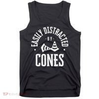 Easily Distracted By Cones – Funny Autox Autocross Racing Tank Top thumb 0