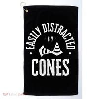 Easily Distracted By Cones – Funny Autox Autocross Racing Golf Towel thumb 0