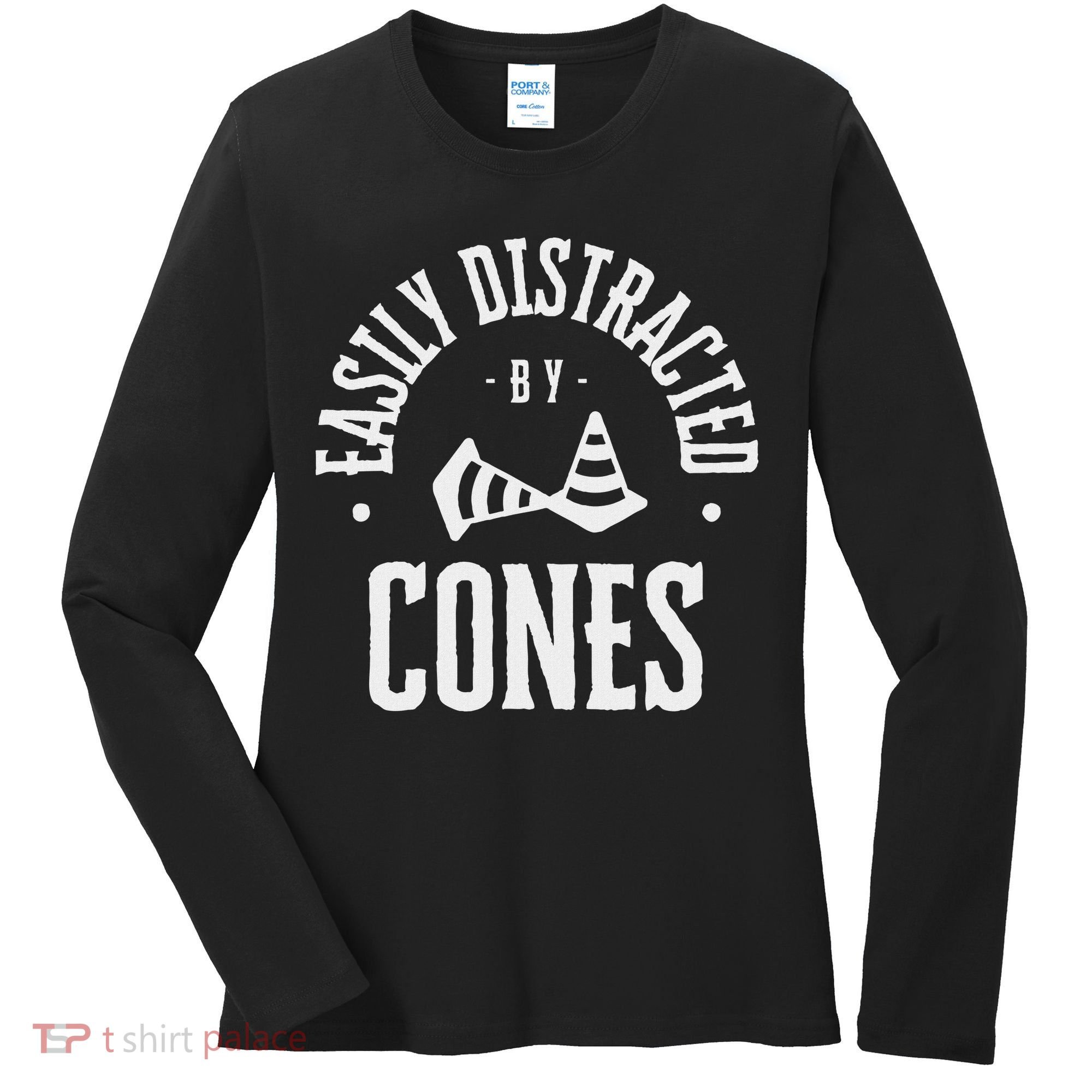 Easily Distracted By Cones – Funny Autox Autocross Racing Women's Long Sleeve Shirt