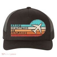 Easily Distracted By Airplanes Funny Pilot Aviation Yupoong Adult 5-Panel Trucker Hat thumb 0
