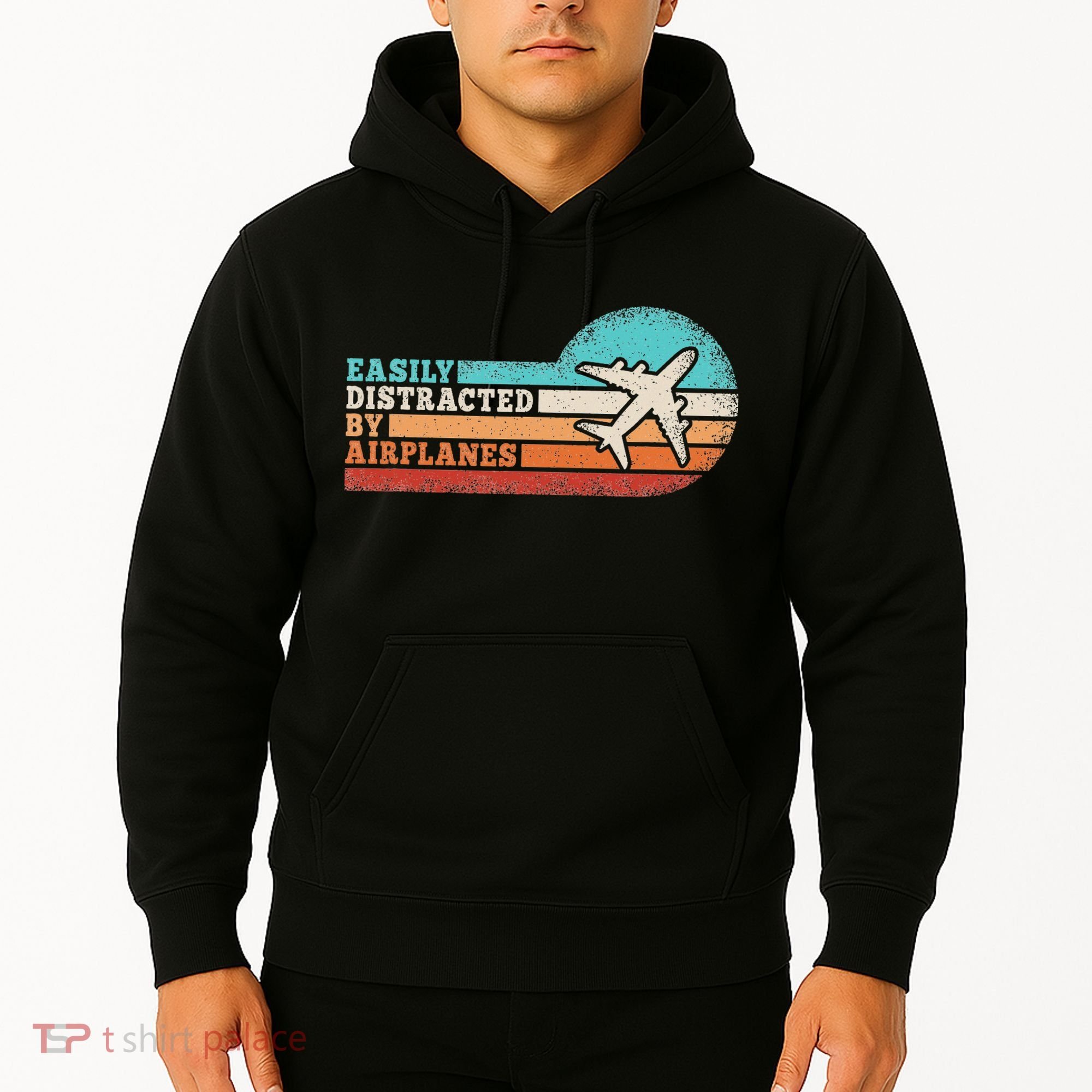 Easily Distracted By Airplanes Funny Pilot Aviation Hoodie