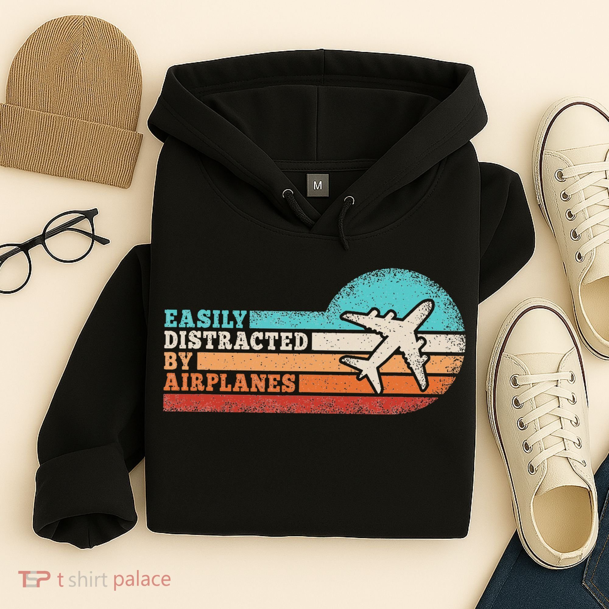 Easily Distracted By Airplanes Funny Pilot Aviation Hoodie