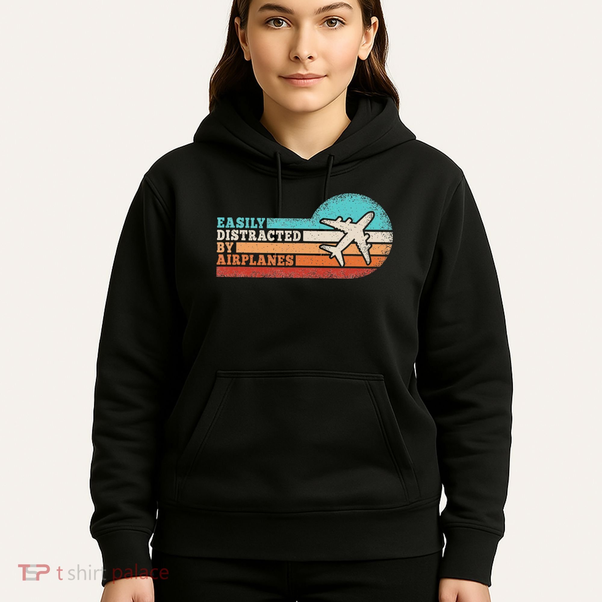 Easily Distracted By Airplanes Funny Pilot Aviation Hoodie