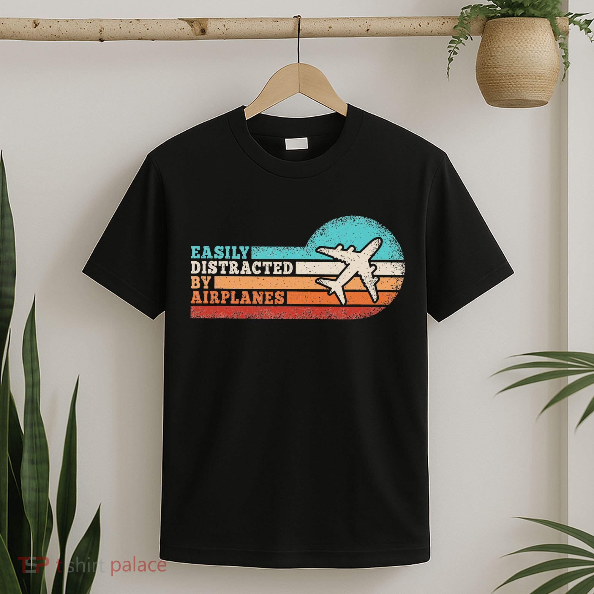 Easily Distracted By Airplanes Funny Pilot Aviation T-Shirt