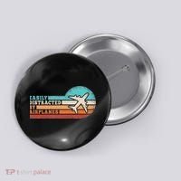 Easily Distracted By Airplanes Funny Pilot Aviation Button thumb 0