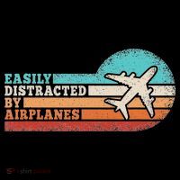Easily Distracted By Airplanes Funny Pilot Aviation Button thumb 1