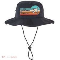 Easily Distracted By Airplanes Funny Pilot Aviation Bucket Hat thumb 0