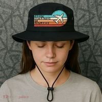 Easily Distracted By Airplanes Funny Pilot Aviation Bucket Hat thumb 3