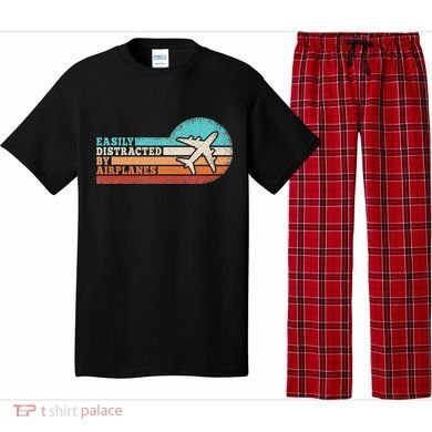 Easily Distracted By Airplanes Funny Pilot Aviation Pajama Set