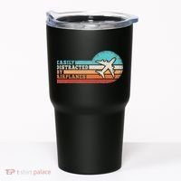 Easily Distracted By Airplanes Funny Pilot Aviation Tumbler thumb 0
