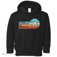 Easily Distracted By Airplanes Funny Pilot Aviation Toddler Hoodie thumb 0
