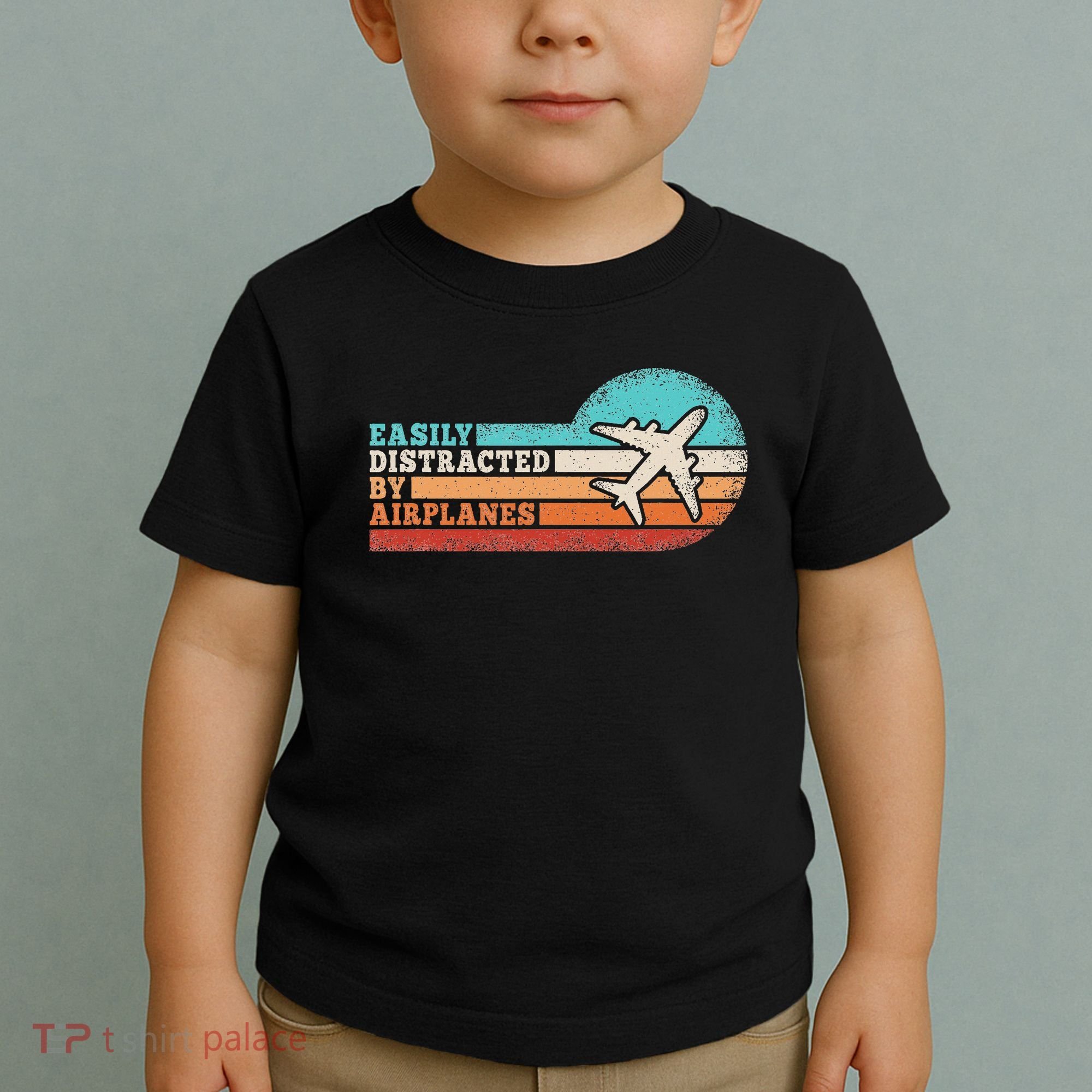 Easily Distracted By Airplanes Funny Pilot Aviation Toddler T-Shirt