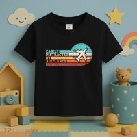 Easily Distracted By Airplanes Funny Pilot Aviation Toddler T-Shirt thumb 3