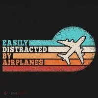 Easily Distracted By Airplanes Funny Pilot Aviation Women's T-Shirt thumb 6