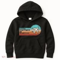 Easily Distracted By Airplanes Funny Pilot Aviation Kids Hoodie thumb 0