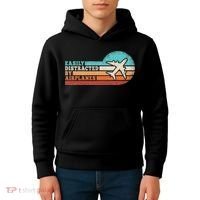 Easily Distracted By Airplanes Funny Pilot Aviation Kids Hoodie thumb 4