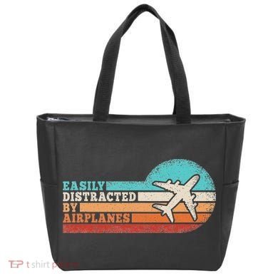 Easily Distracted By Airplanes Funny Pilot Aviation Tote Bag