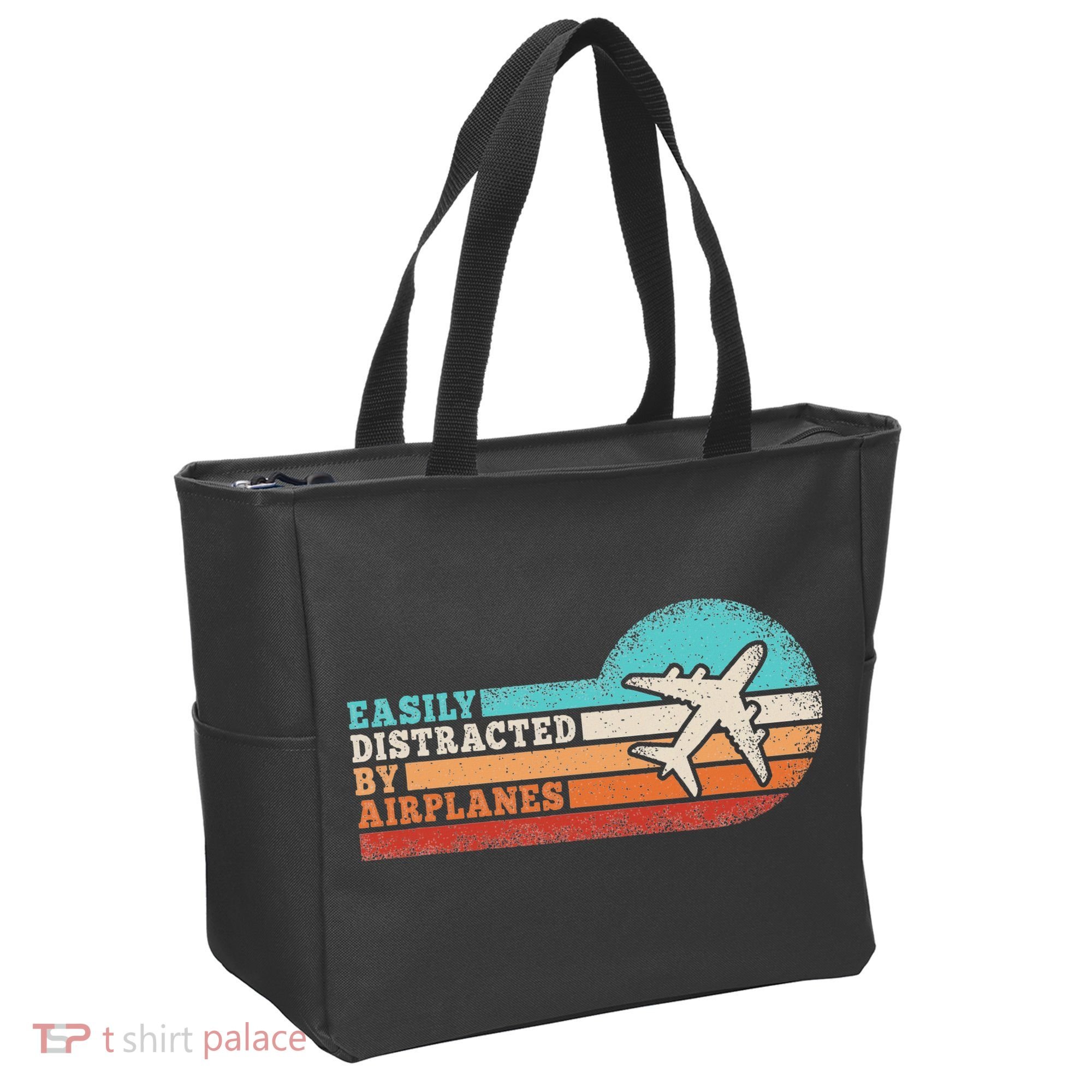 Easily Distracted By Airplanes Funny Pilot Aviation Tote Bag