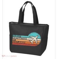 Easily Distracted By Airplanes Funny Pilot Aviation Tote Bag thumb 3