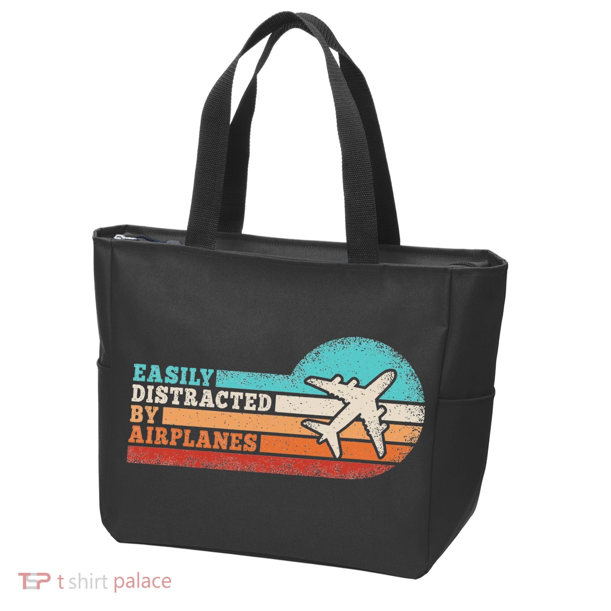 Easily Distracted By Airplanes Funny Pilot Aviation Tote Bag