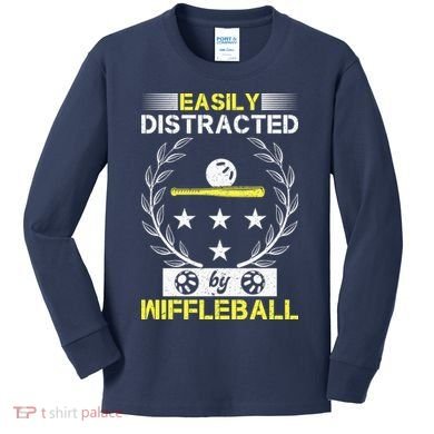 Easily Distracted By Wiffleball Kids Long Sleeve Shirt