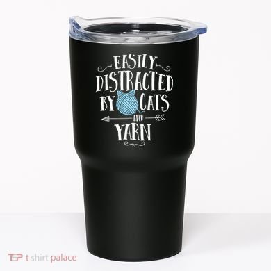Easily Distracted By Cats And Yarn Knitting Yarn Crochet Tumbler