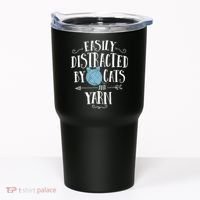 Easily Distracted By Cats And Yarn Knitting Yarn Crochet Tumbler thumb 0