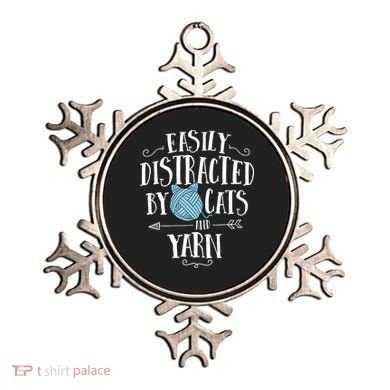 Easily Distracted By Cats And Yarn Knitting Yarn Crochet Ornament