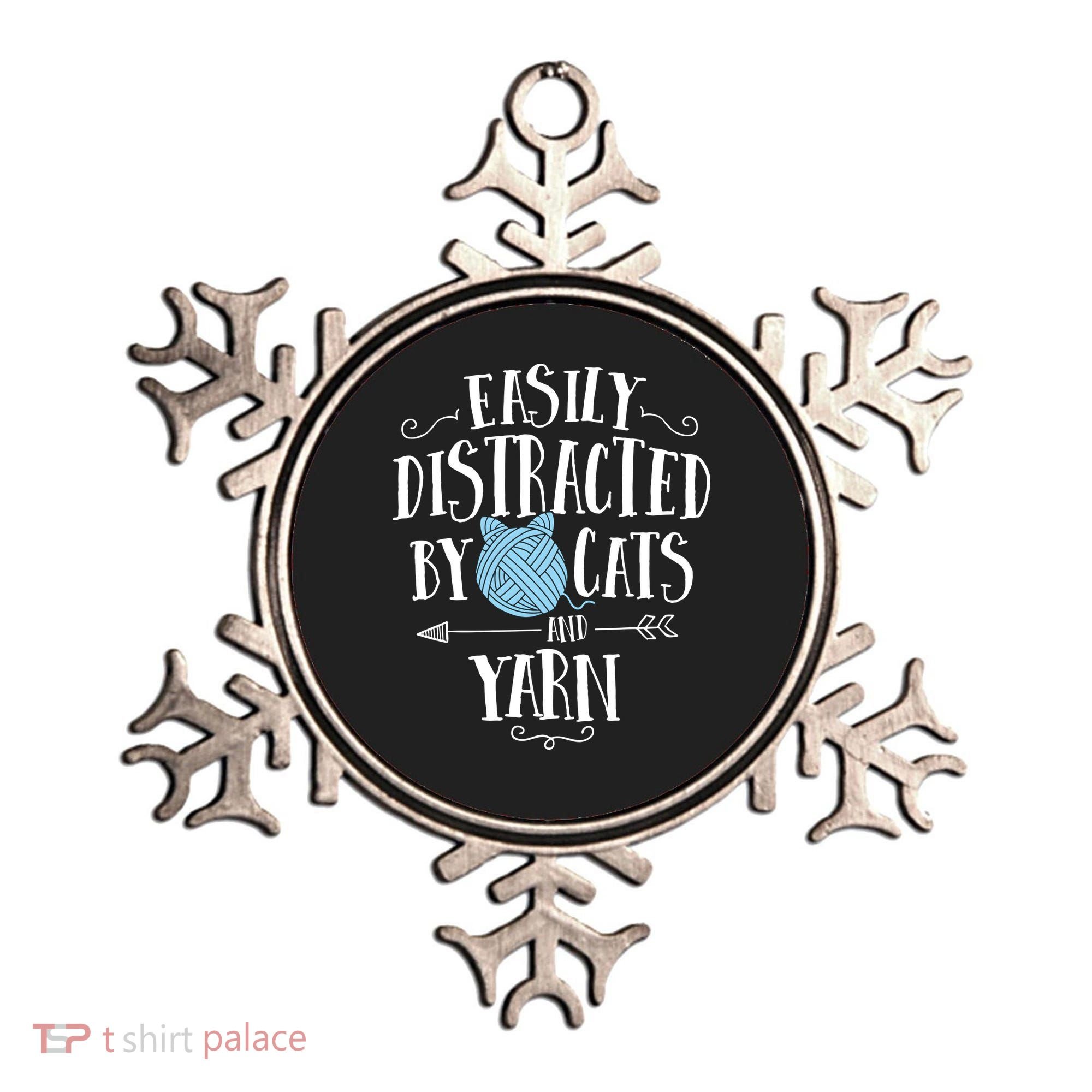 Easily Distracted By Cats And Yarn Knitting Yarn Crochet Ornament