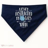 Easily Distracted By Cats And Yarn Knitting Yarn Crochet USA-Made Doggie Bandana thumb 0