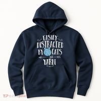 Easily Distracted By Cats And Yarn Knitting Yarn Crochet Hoodie thumb 0