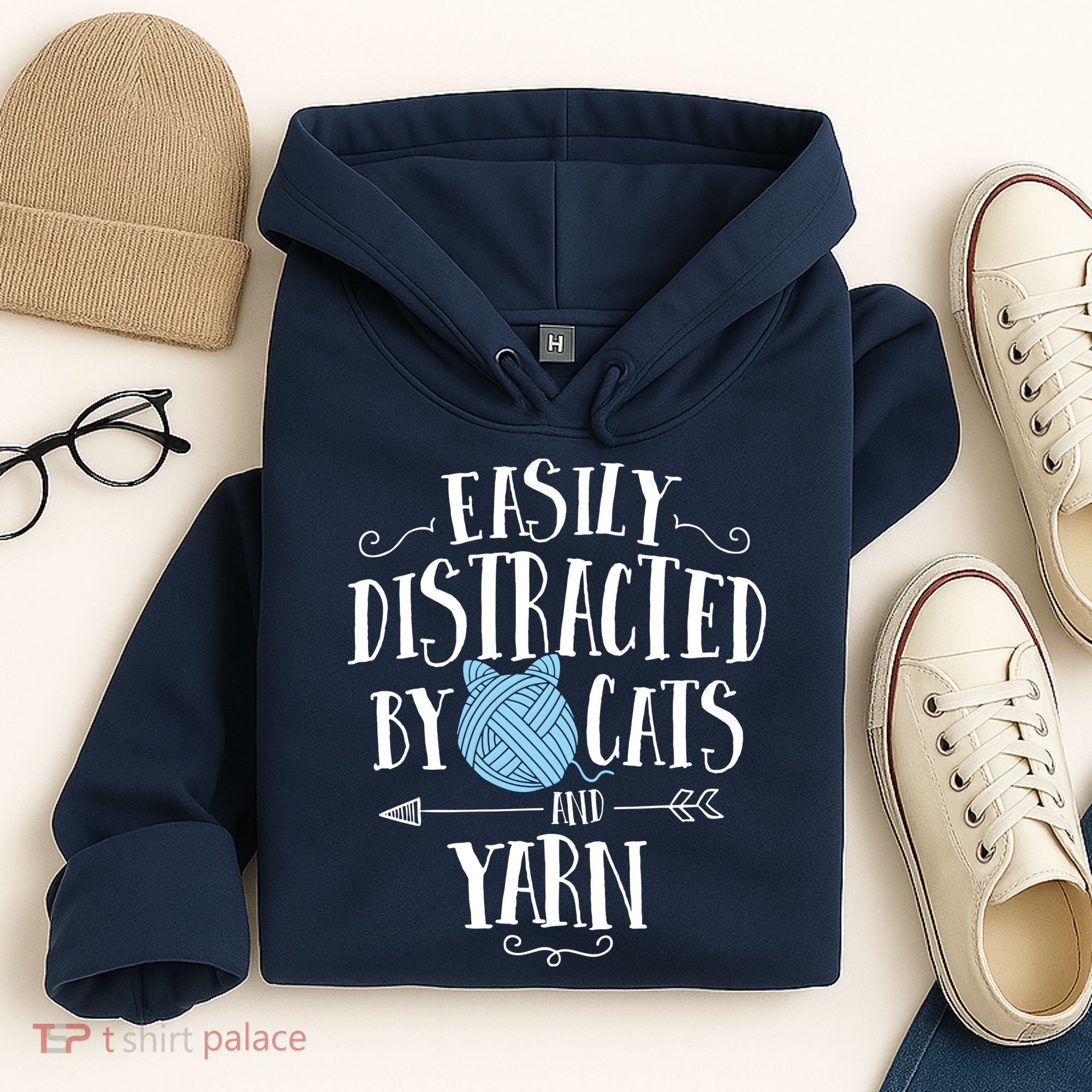 Easily Distracted By Cats And Yarn Knitting Yarn Crochet Hoodie