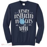 Easily Distracted By Cats And Yarn Knitting Yarn Crochet Sweatshirt thumb 0
