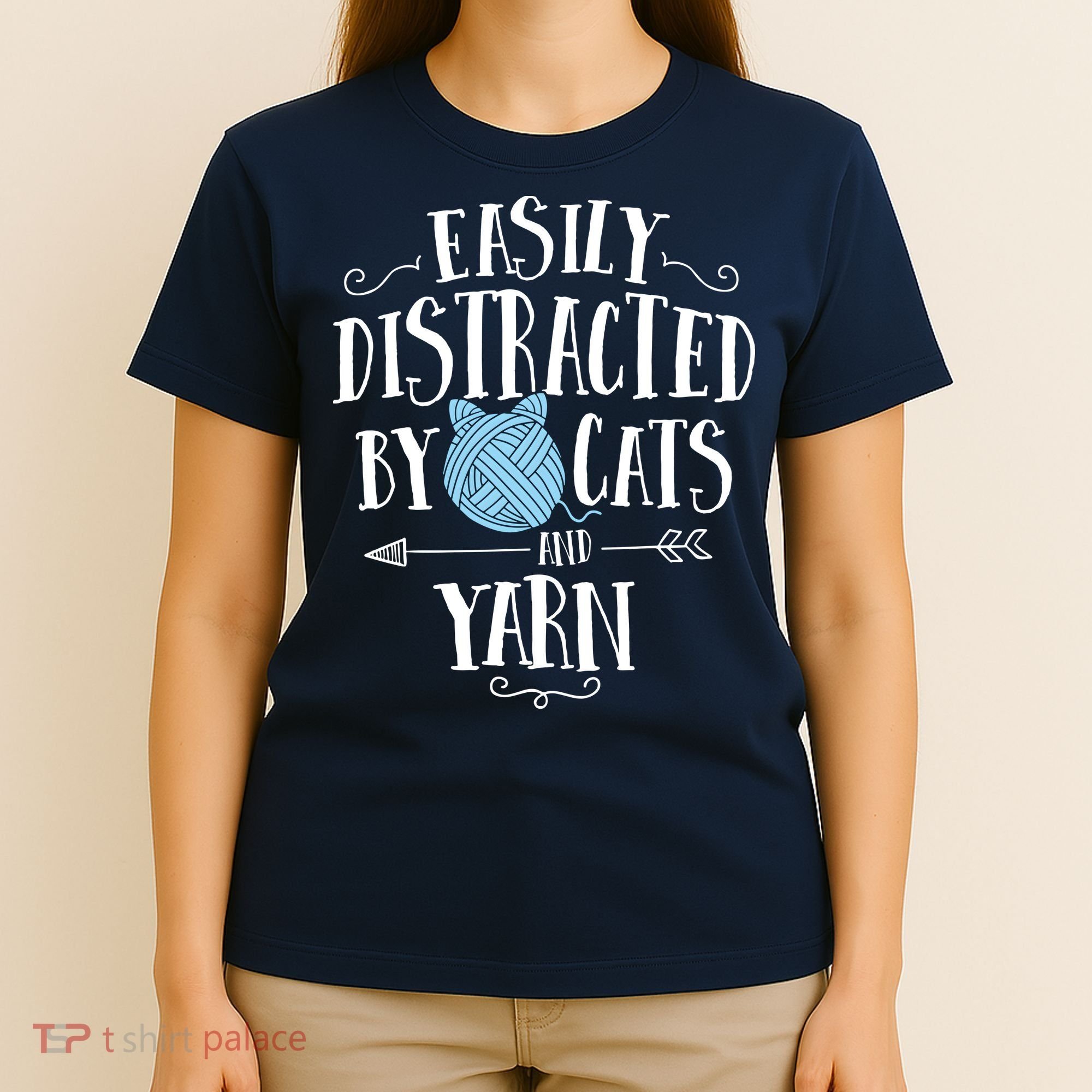 Easily Distracted By Cats And Yarn Knitting Yarn Crochet T-Shirt